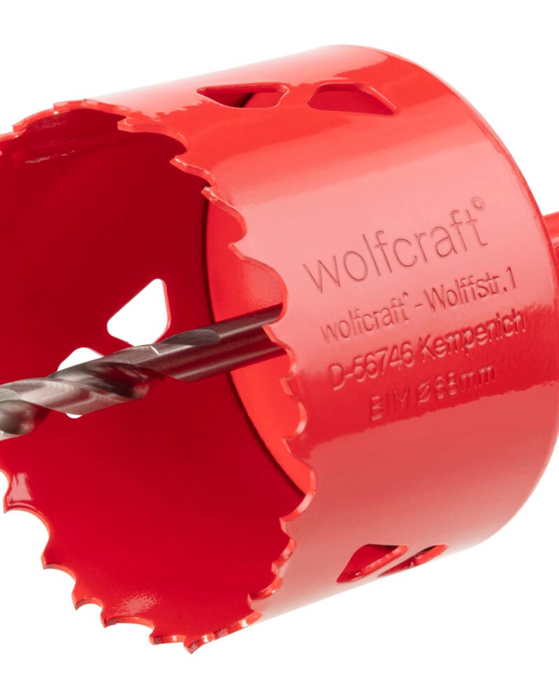Bi-Metall-Lochsäge 68 mm — für Steckdosen und Schalter­dosen. Wolfcraft 5474000.