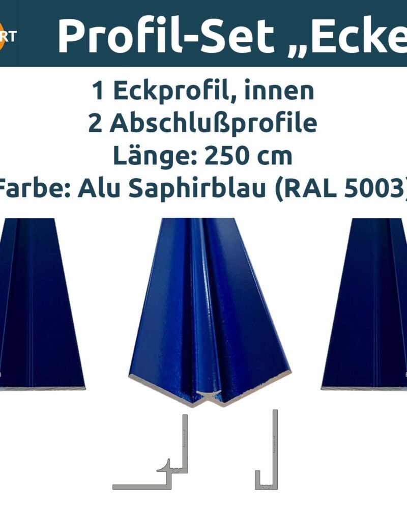 Aluminium-Profilset „Ecke", blau