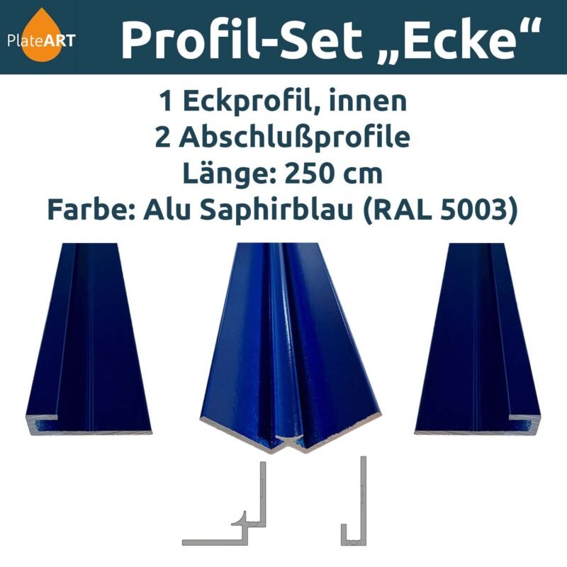 Aluminium-Profilset „Ecke", blau