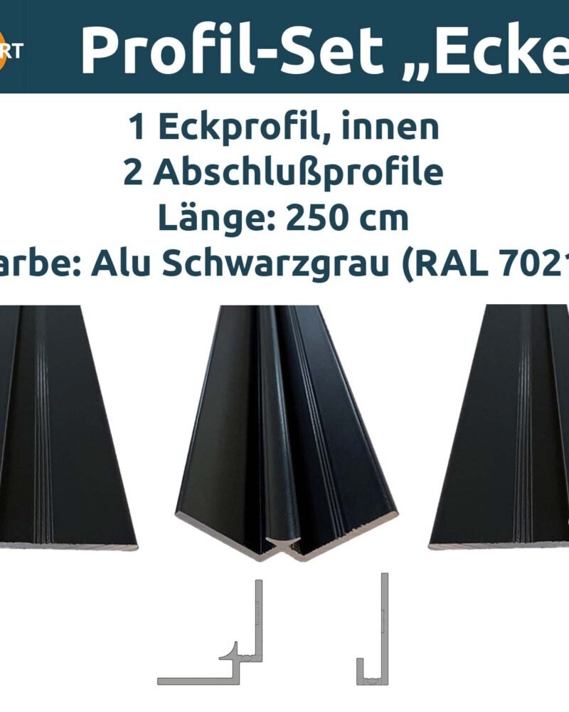 Aluminium-Profilset „Ecke", schwarzgrau