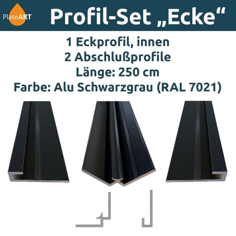 Aluminium-Profilset „Ecke", schwarzgrau