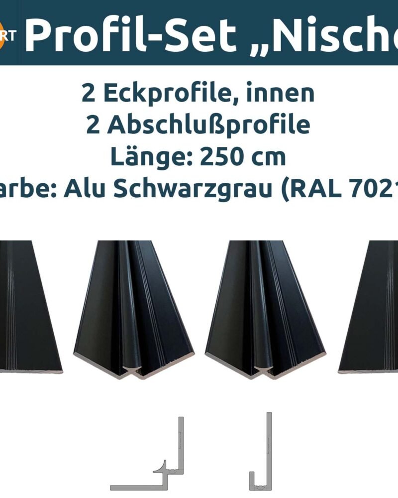 Aluminium-Profilset „Nische", schwarzgrau