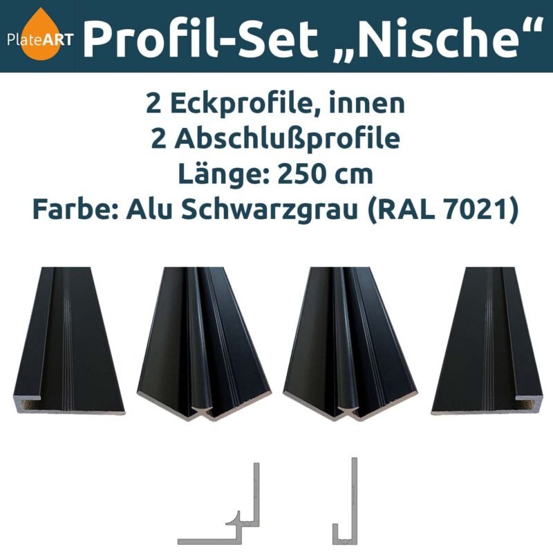 Aluminium-Profilset „Nische", schwarzgrau